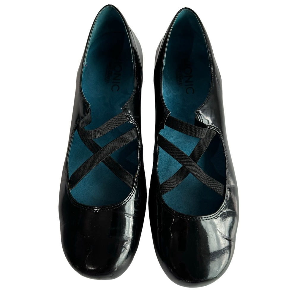 Vionic Patent Leather MaryJane Shoes Sz 9 Black Shiny Orthaheel Flats Cute GUC